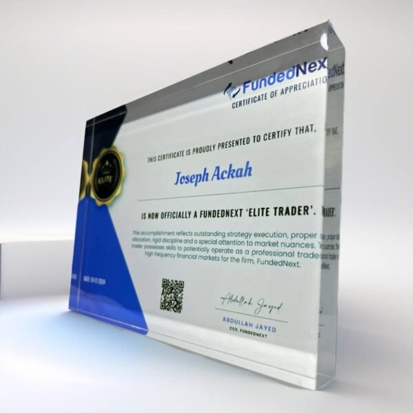 ACRYLIC PROP FIRM CERTIFICATE PLAQUE